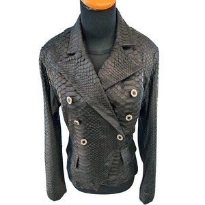 Women Blazer Dress Long Sleeves Genuine Python Snake Skin Leather